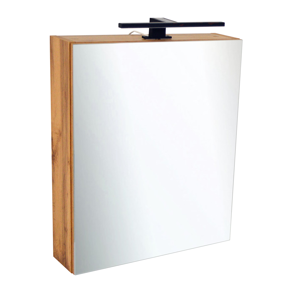 Zrcadlová skříňka Ideos OW 50 ZS LED-B s osvětlením Anna LED 30 B, černá