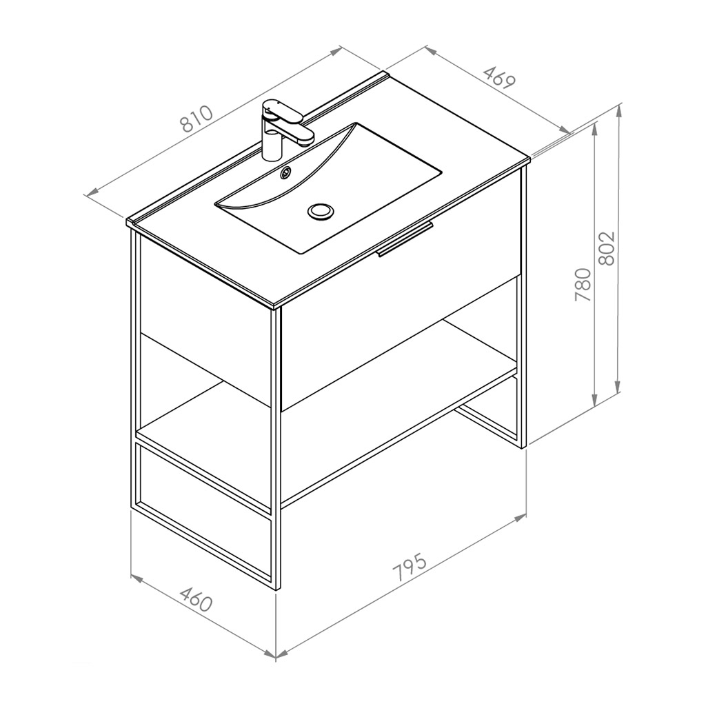 Koupelnová skříňka pod deskové umyvadlo Kubik OC 80-HD